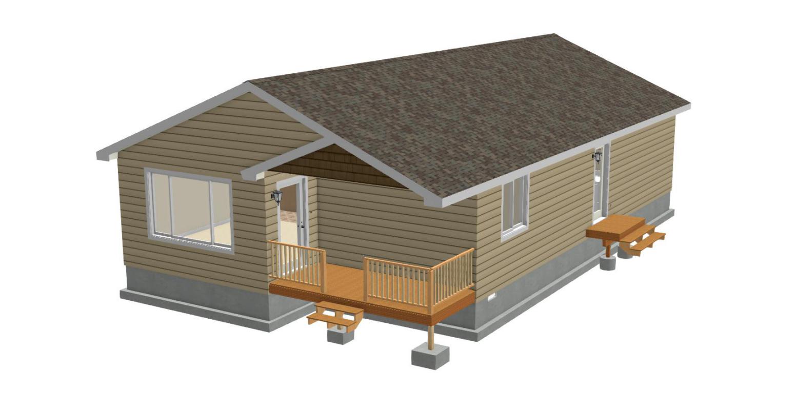 The Kelly II modular home is small in size but mighty in character.  The optional deck in front is a wonderful spot for sitting outside and enjoying the day.