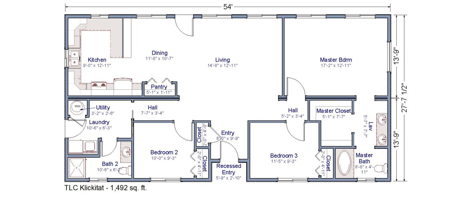 TLC Modular Homes - Klickitat – 28′ x 54′ Modular Home