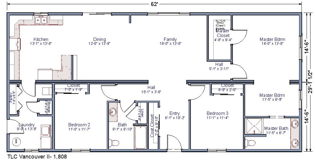 TLC Modular Homes - Vancouver II – 28′ x 62′ Modular Home